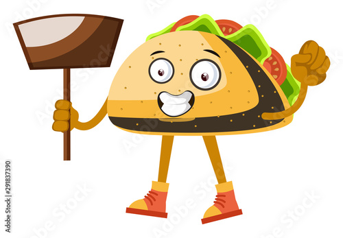 Taco with dust pan, illustration, vector on white background.