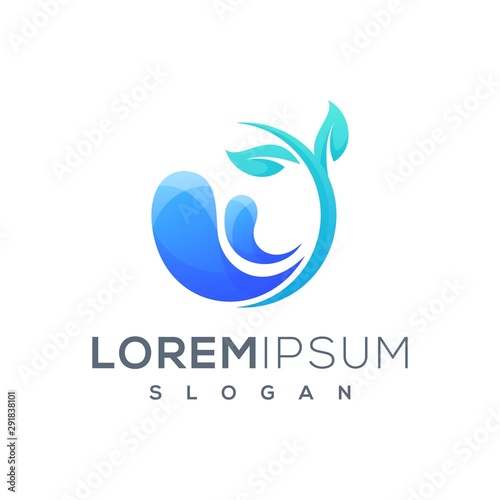 water leaf logo design ready to use