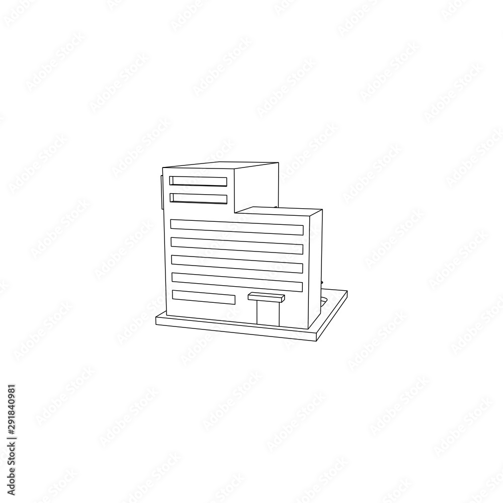 Line art building images represent hotel with swiming pool Line art building images represent hotel with swiming pool