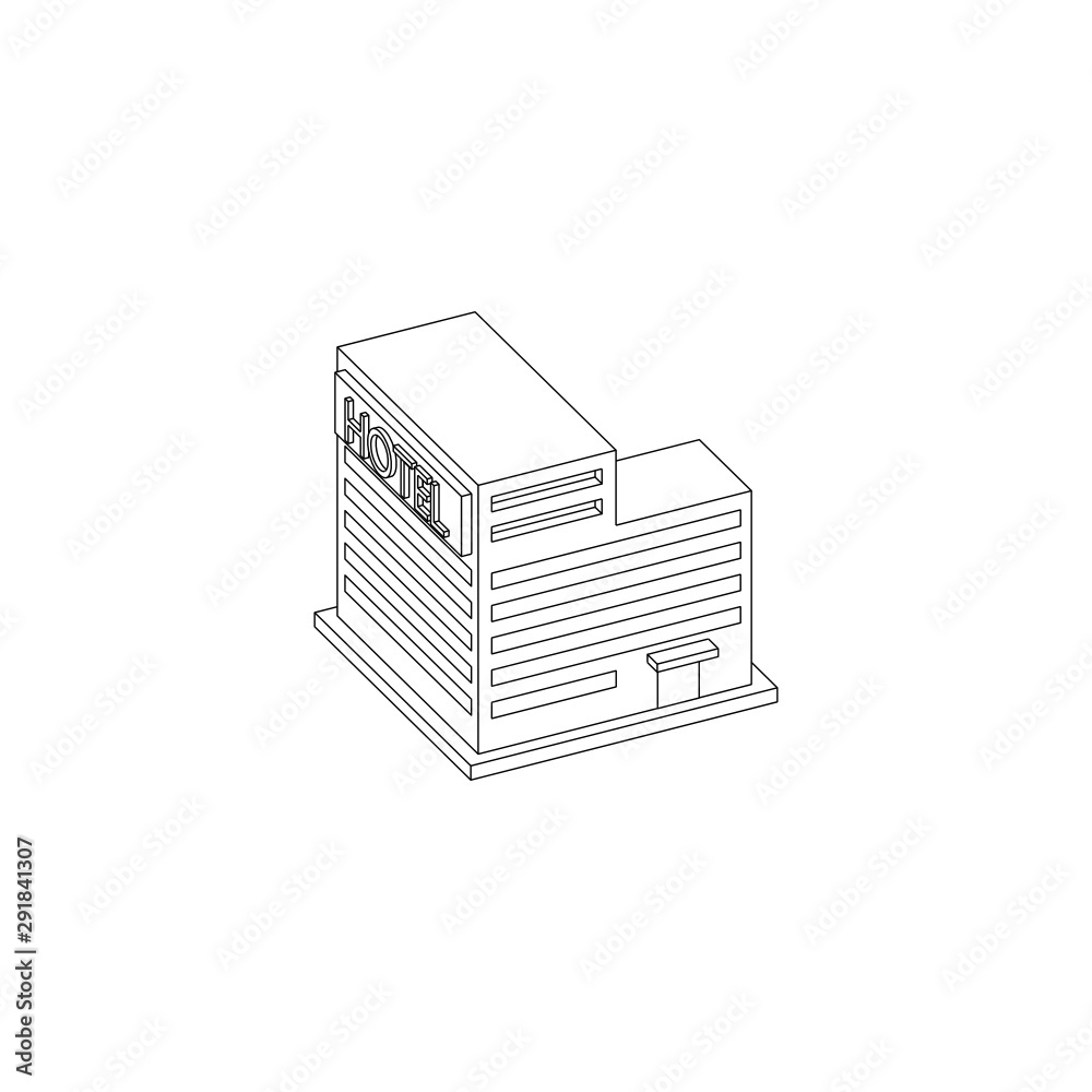 Isometric Building Represent Five Stars Hotel With Swiming Pool