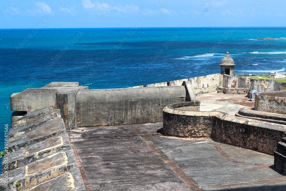 Selective focus of Castillo San Felipe del Morro San Juan