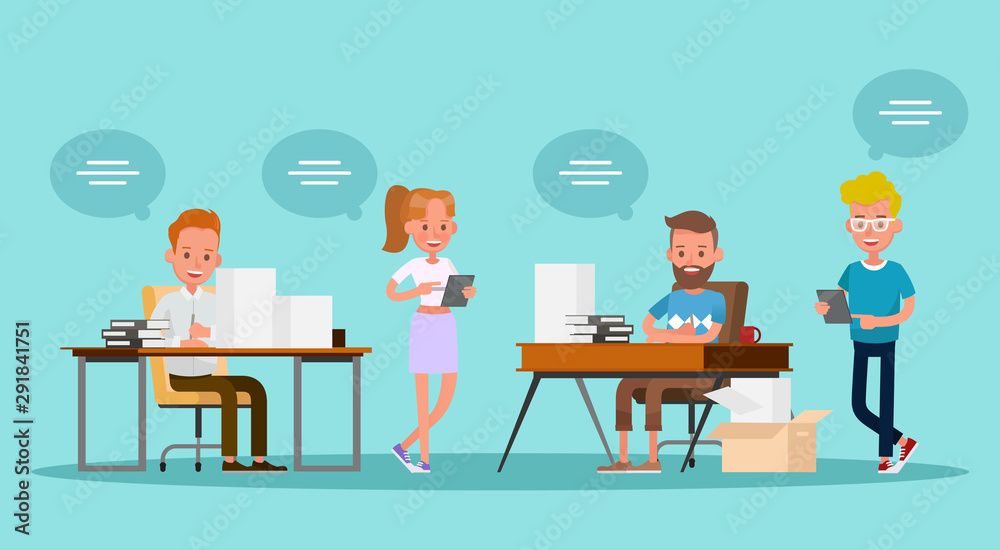 business people working in office vector character design no46