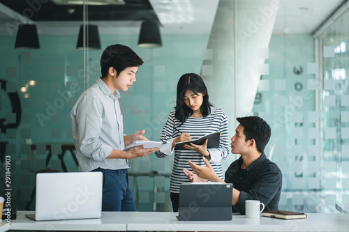 Wallpaper Mural Corporate business team discussing together in conference room during meeting at office. Teamwork and power successful meeting workplace concept. Torontodigital.ca