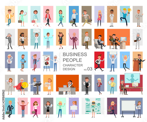 Business people working character vector design. Presentation in various action with emotions, running, standing and walking. no3