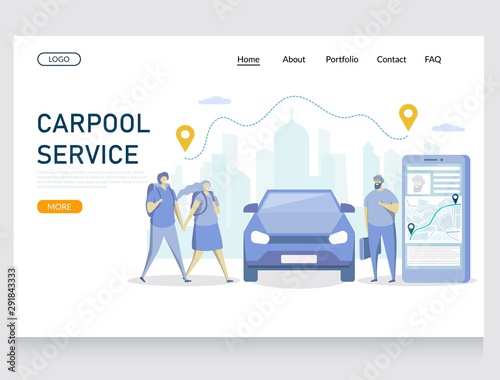 Carpool service vector website landing page design template