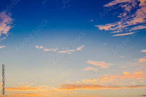 sunset sky with colorful sunlight on cloud fluffy in the evening