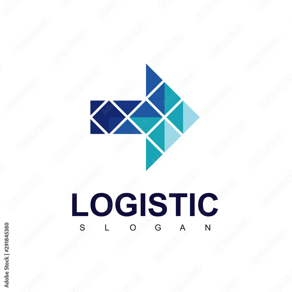 Logistic Company Logo With Blue Arrow Symbol Logistic Company Logo With Blue Arrow Symbol