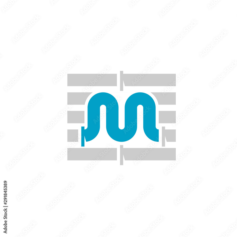 Fototapeta premium Letter M, Pipe Logo Design Template For Plumbing Company Symbol