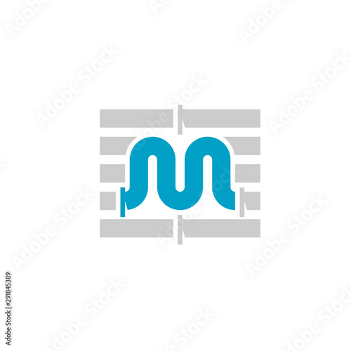 Letter M, Pipe Logo Design Template For Plumbing Company Symbol