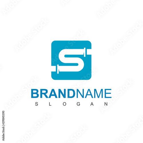 Letter S, Pipe Logo Design Template For Plumbing Company Symbol