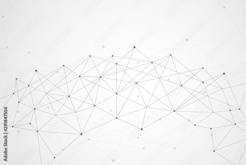 Abstract connecting dots and lines with geometric background. Modern technology connection science, Polygonal structure background. Vector illustration - obrazy, fototapety, plakaty 