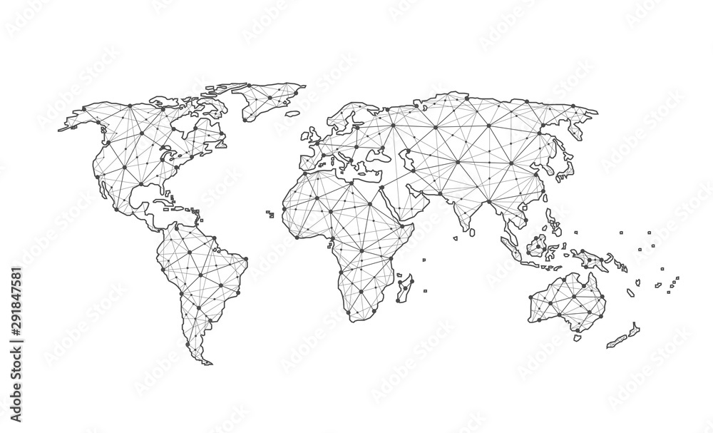 Global network connection. World map point and line composition concept of global business. Vector Illustration