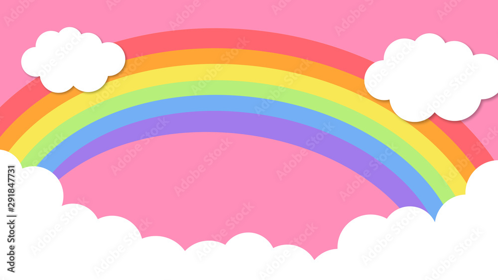 Fototapeta premium Abstract kawaii Colorful Sky rainbow background. Soft gradient pastel Comic graphic. Concept for wedding card design or presentation