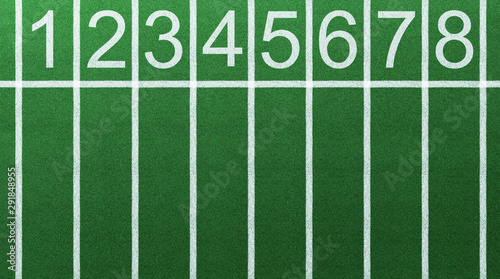 Wallpaper Mural Athlete running track with number on the start . Top view angle . Torontodigital.ca