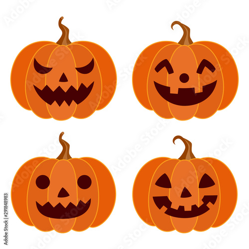 Halloween pumpkins different faces set