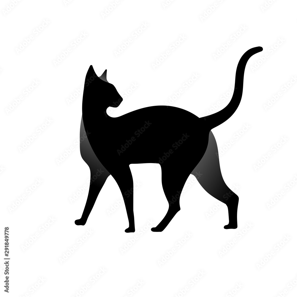 Simple flat cat silhouette Design Vector Illustration. cat Logo Template style