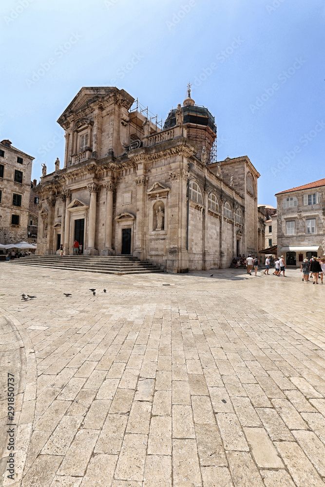 Cathedral in centre of Dubrovnik city