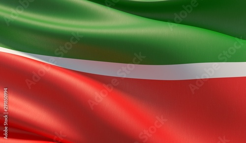 Flag of Tatarstan. High resolution close-up 3D illustration. Flags of the federal subjects of Russia.