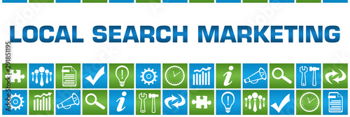 Local Search Marketing Green Blue Box Grid Business Symbols 