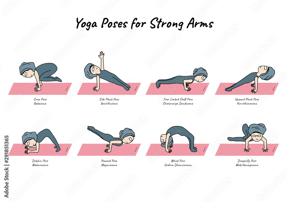 Premium Vector | Yoga poses for arms and abs young woman practicing yoga  poses