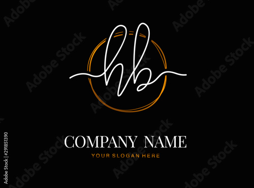 H B HB Initial handwriting logo design with circle. Beautyful design handwritten logo for fashion, team, wedding, luxury logo.