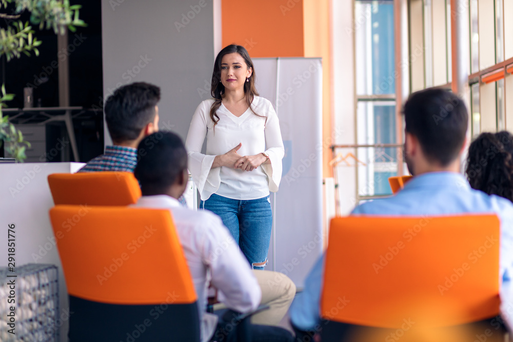Business meeting in a modern office with young people Business meeting in a modern office with young people
