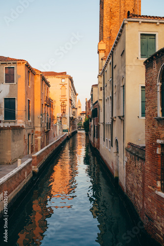 Venice canal at sunset photo