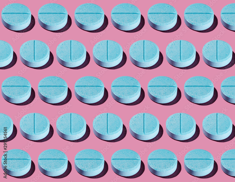 Blue Pharma Pill Pattern on Pastel Pink Blue Pharma Pill Pattern on Pastel Pink