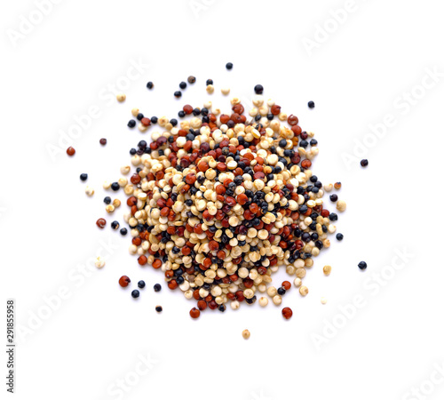 Red, black and white quinoa seeds isolated on a white background photo