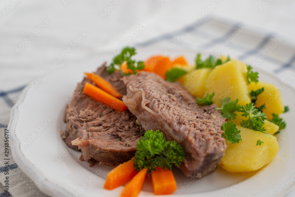 Prime boiled beef with root vegetables, Viennese Tafelspitz Prime boiled beef with root vegetables, Viennese Tafelspitz