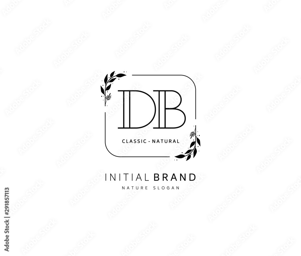 D B DB Beauty vector initial logo, handwriting logo of initial signature, wedding, fashion, jewerly, boutique, floral and botanical with creative template for any company or business.