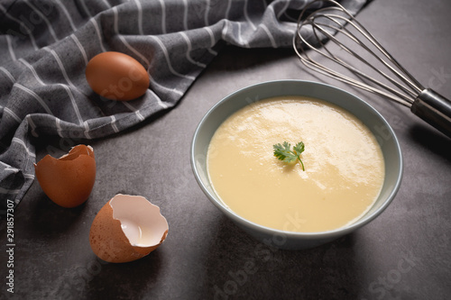 Foto Steamed Egg on cement background.