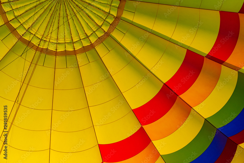 Looking up at the patterns on a hot air balloon