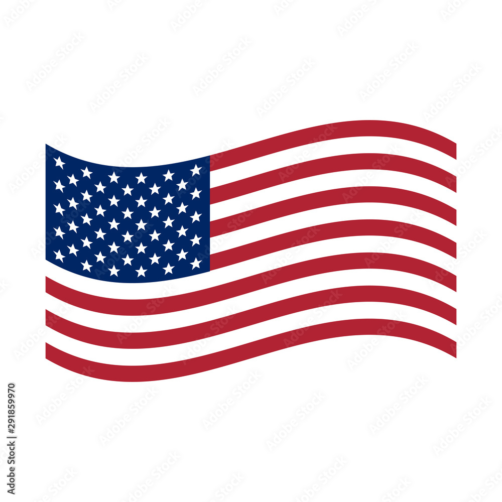 Waving flag USA. United States of America flag, Vector isolated  illustration Векторный объект Stock | Adobe Stock