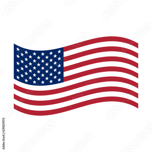 Waving flag USA. United States of America flag, Vector isolated illustration