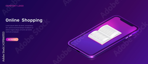 Online library or education isometric concept vector illustration