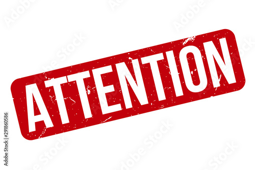 Red Attention Rubber Grunge Stamp On White Background