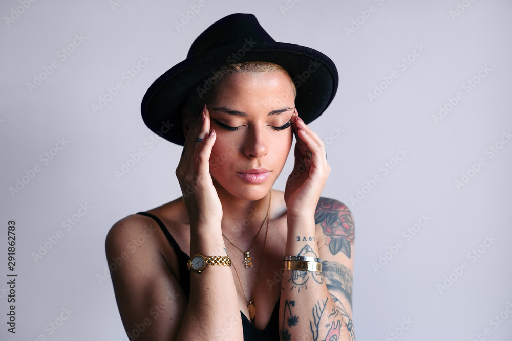 Stylish woman with a hat