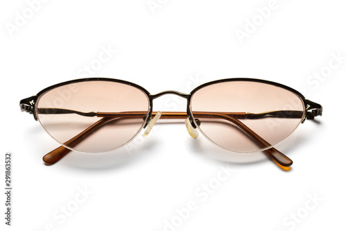 modern glasses with tinted glasses on a white background isolated.