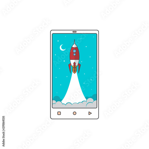 fast boost mobile phone space rocket shuttle theme vector