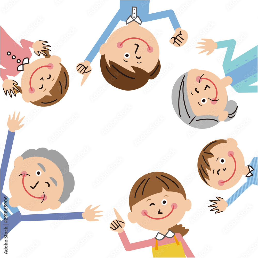 ポップな3世代家族 輪になって覗き込む Stock Vector Adobe Stock