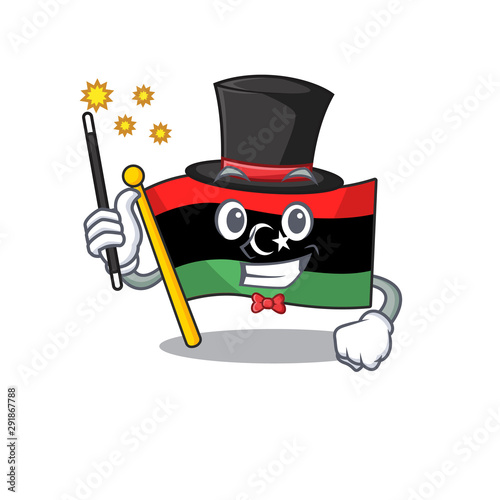 Magician flag libya clings to mascot wall