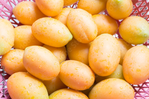 fresh apricots on a market stall