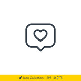 Like or Love Notification Icon / Vector - In Line / Stroke Design