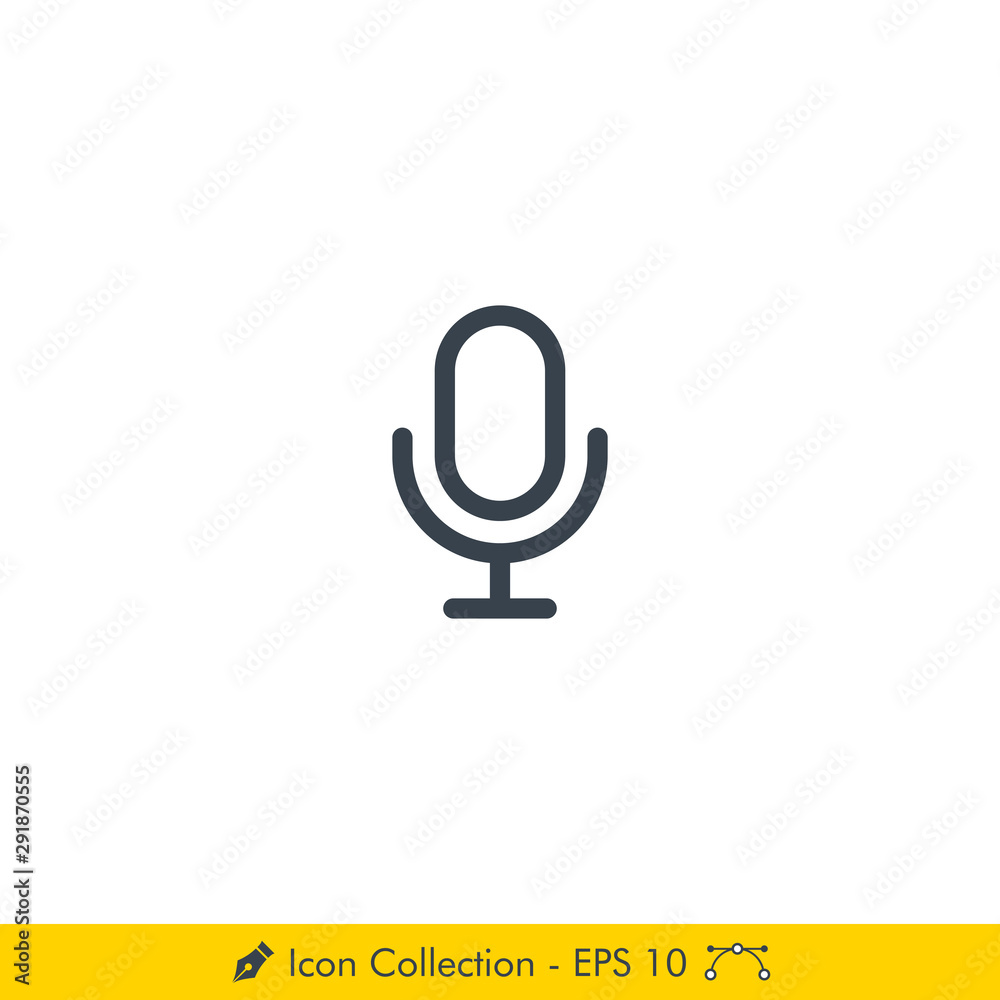 Microphone Icon / Vector - In Line / Stroke Design Microphone Icon / Vector - In Line / Stroke Design