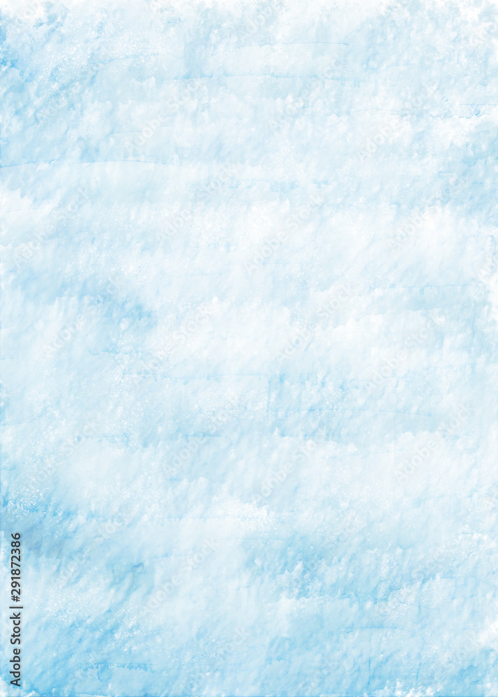 Blue watercolor vertical background. Hand draw watercolor backdrop with flowing paint and water