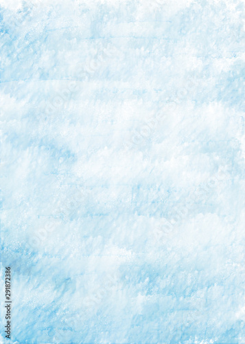 Blue watercolor vertical background. Hand draw watercolor backdrop with flowing paint and water © kirasolly
