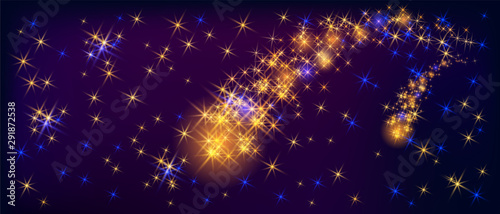 Glowing sparkle salute with neon shiny stars