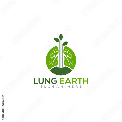 logo lung earth, with green tree vector