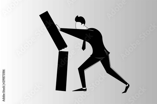 a businessman knocked down a wall illustration for breaking the limit